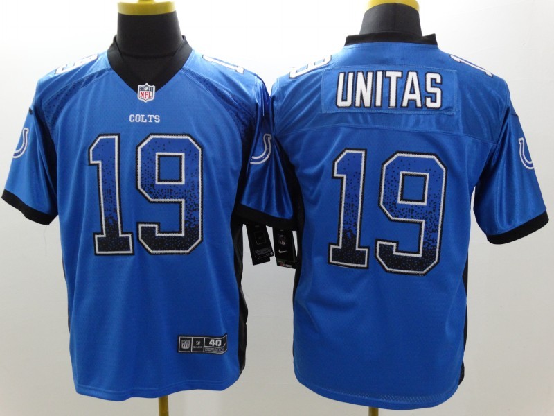Men's Indianapolis Colts Johnny Unitas #19 Blue Jersey